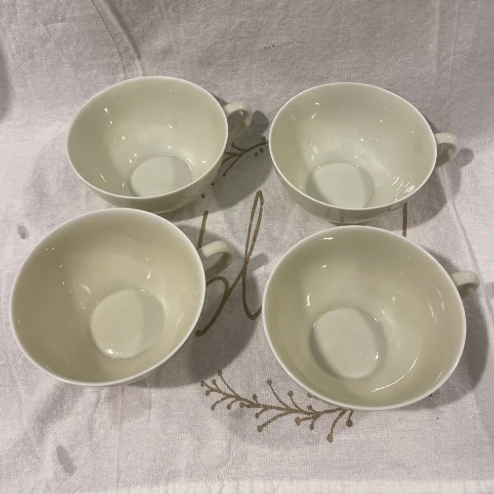 Vintage Nunome China Japan Tea Cups Set 4 Ivory Crackle Glaze Ceramic 4.25